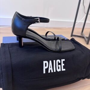 New in Box Black PAIGE Elin Ankle Strap Kitten Heel Sandal
